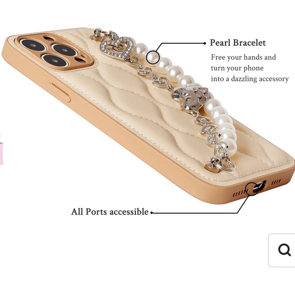 WHIMVOY Pearl Chained 16 Pro Max iPhone case w/detachable cross-body strap NIB - Picture 4 of 8
